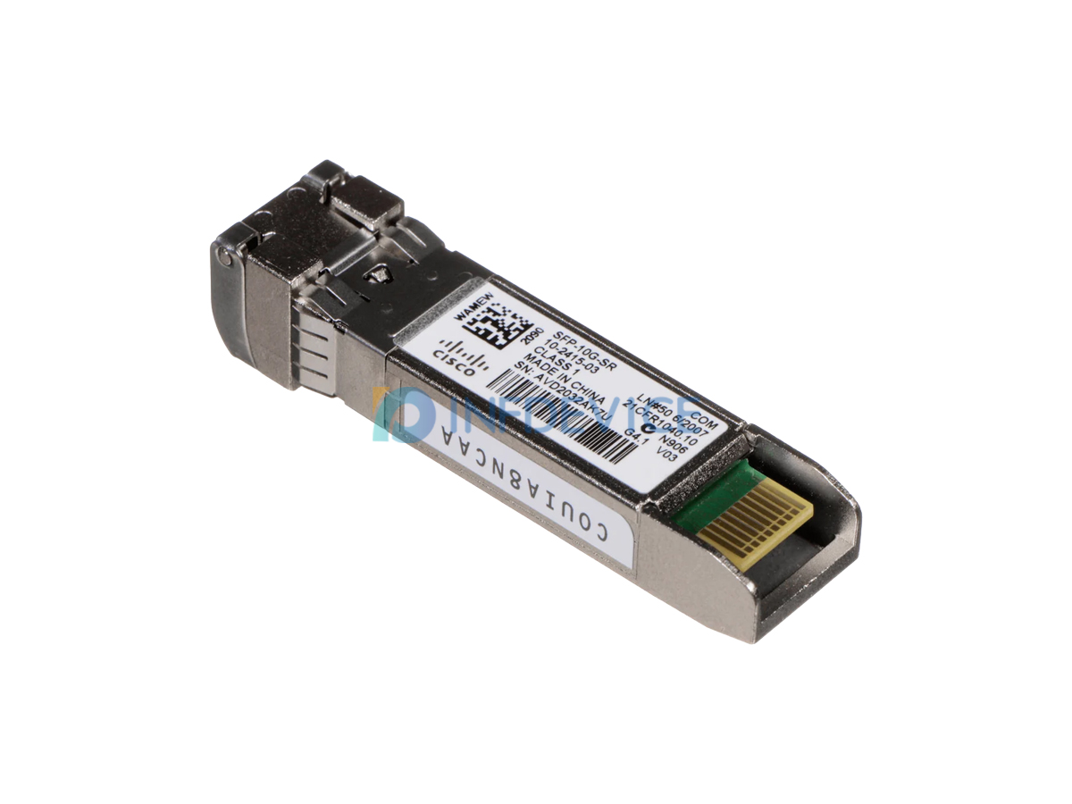 SFP-10G-SR, Cisco 10GBASE-SR SFP+ Transceiver, 850nm Multimode, 300m OM3 / 400m OM4, Duplex LC