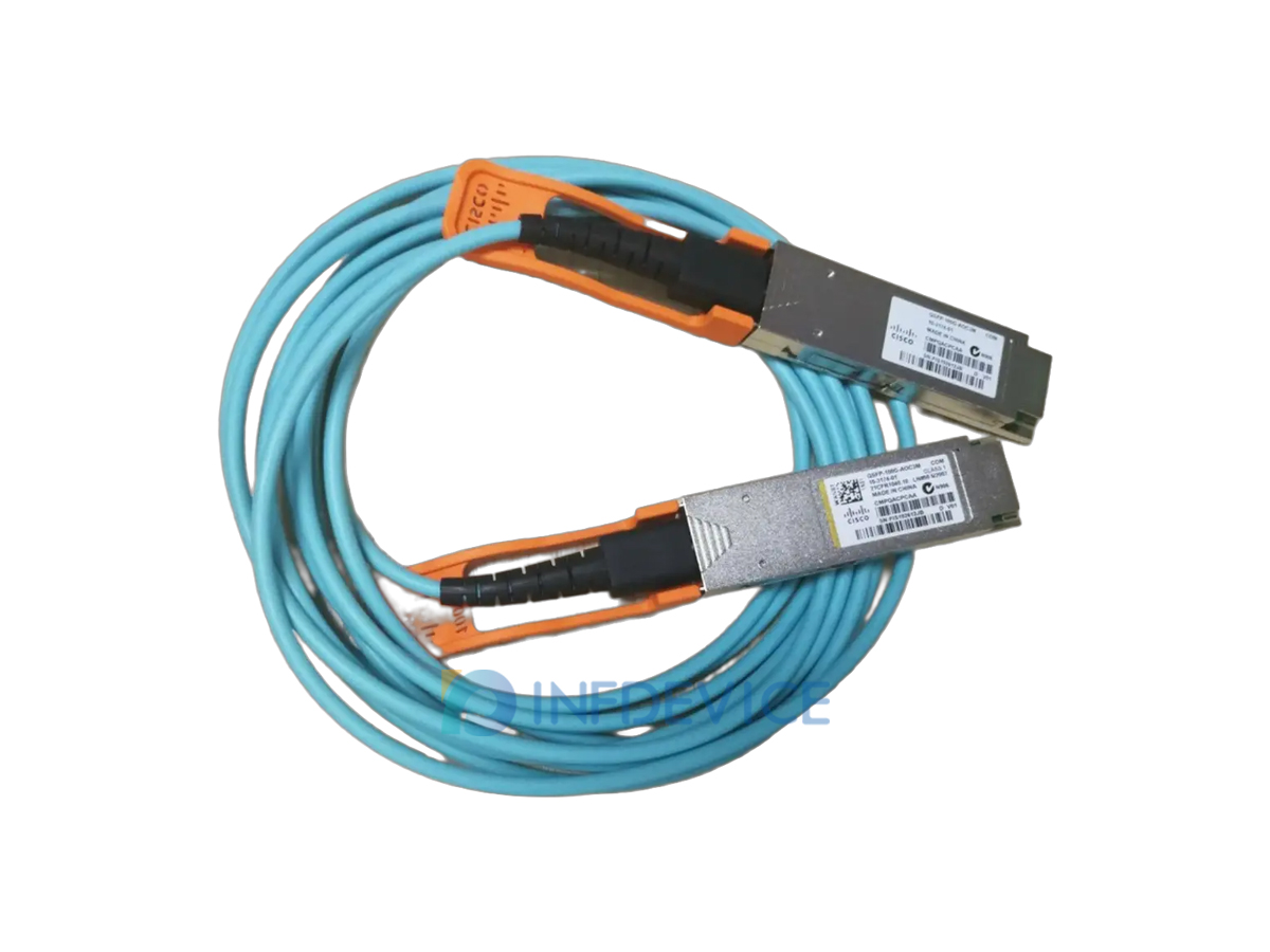 QSFP-100G-AOC3M, Cisco 100G QSFP28 Active Optical Cable, 3 m assembly length, QSFP28 to QSFP28