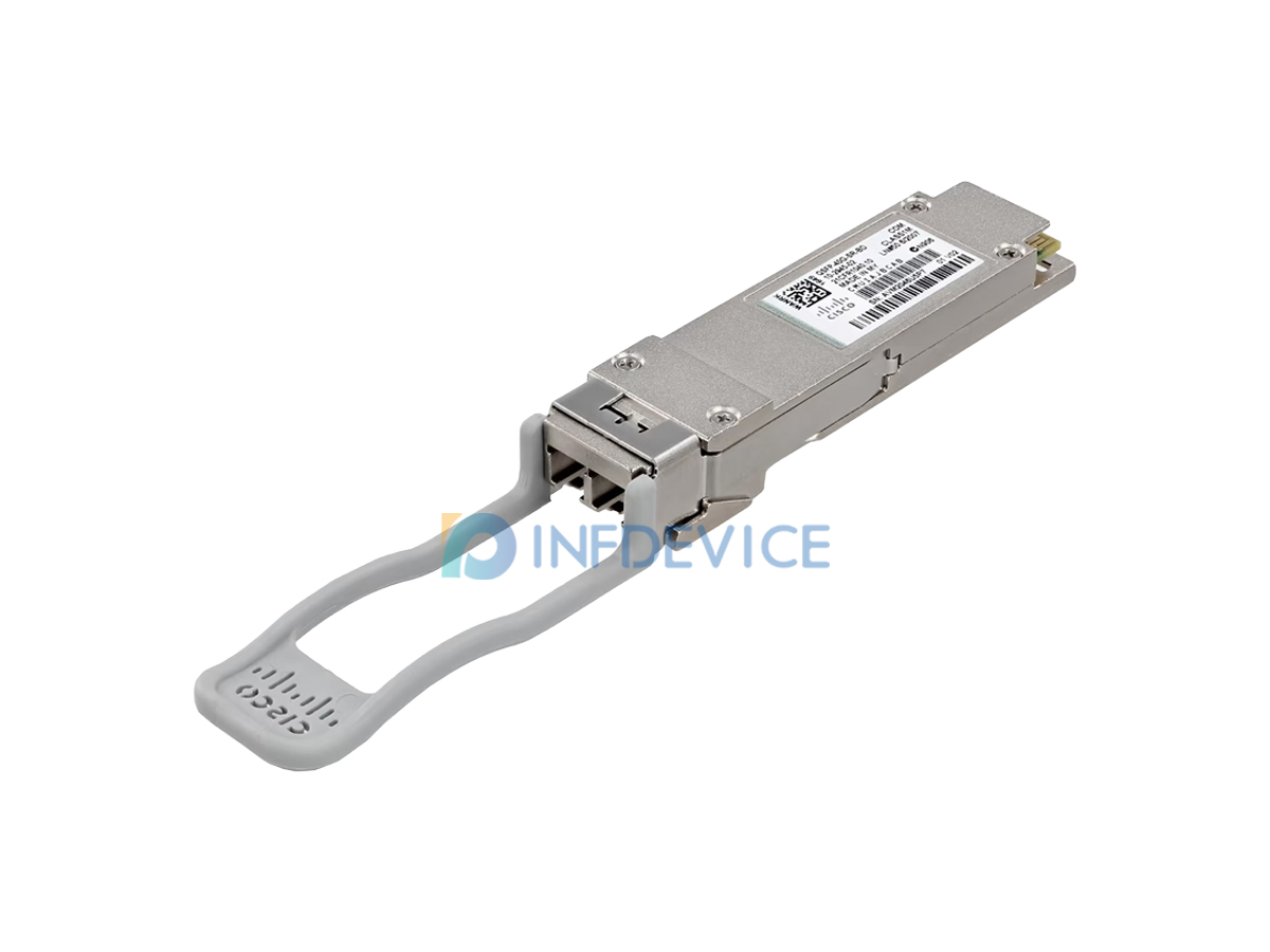 QSFP-40G-SR-BD, Cisco 40G QSFP+ Optical Transceiver, 832 to 918 nm (BiDi), 100 m on OM3 / 150 m on OM4, Duplex LC/PC